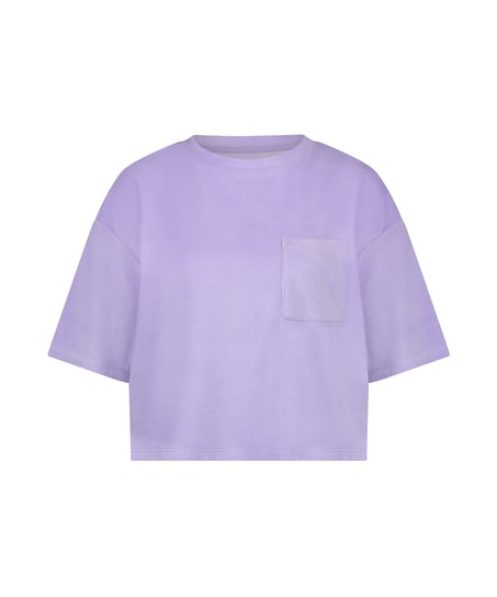 Short-sleeve velours top, Purple