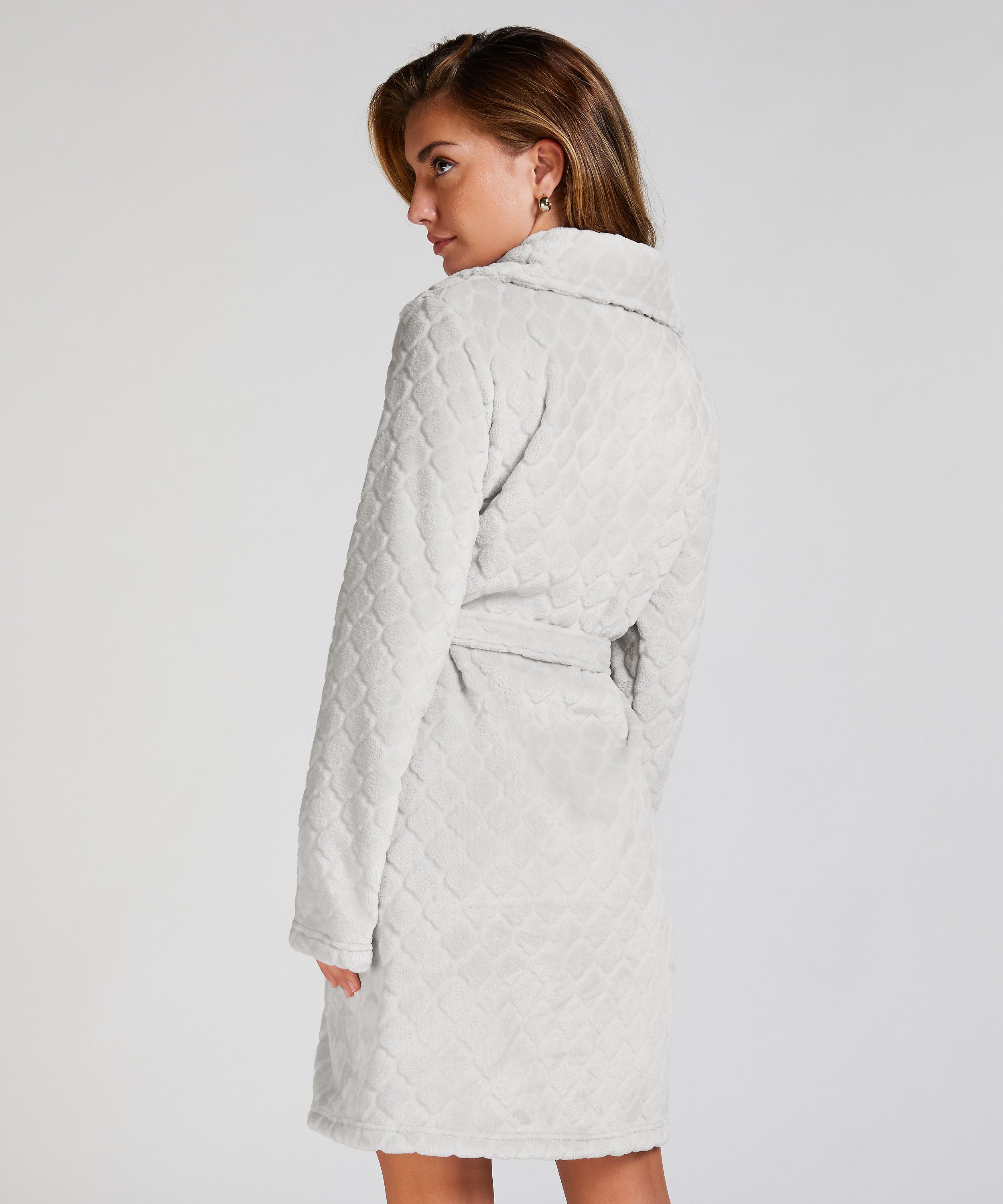 Zip Fleece Bathrobe, Grey, main