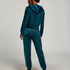 Velour Jogging Pants Pin-tucked, Blue