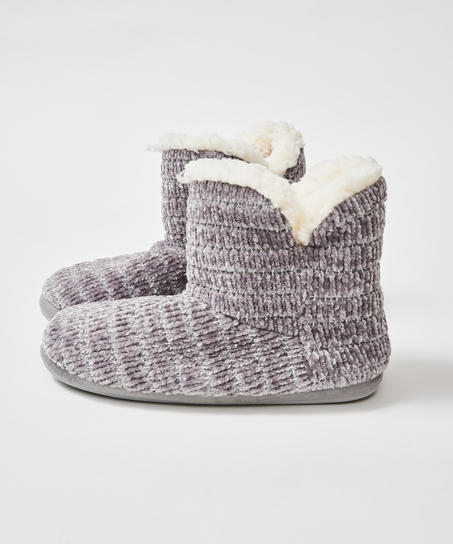 Chenille slippers, Grey