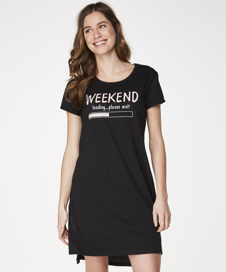 Round Neck Nightshirt, Black
