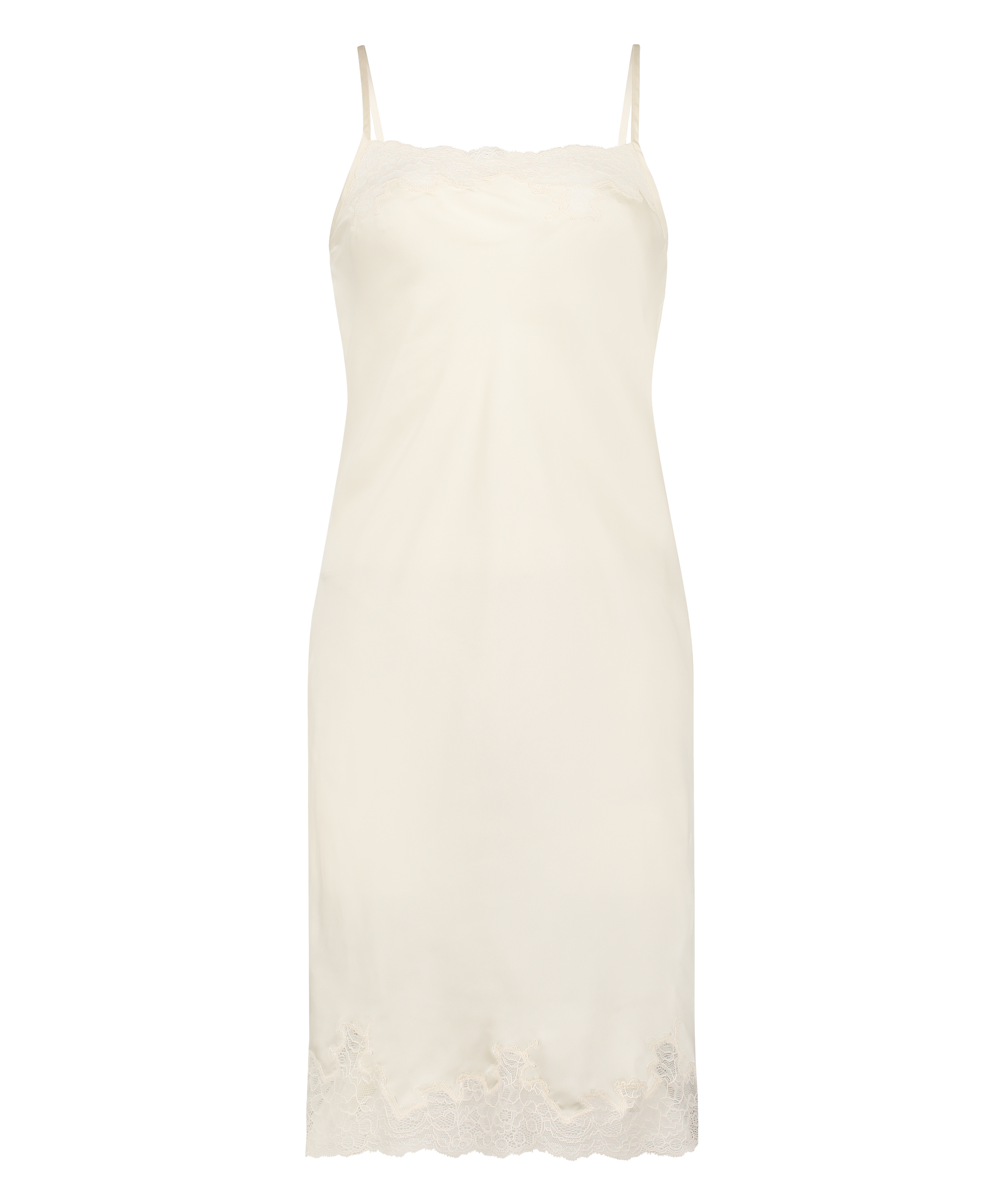 Satin Lace slip dress, Beige, main
