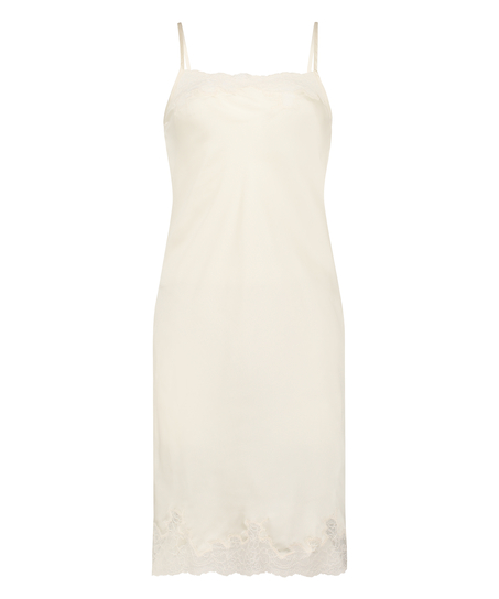 Satin Lace slip dress, Beige