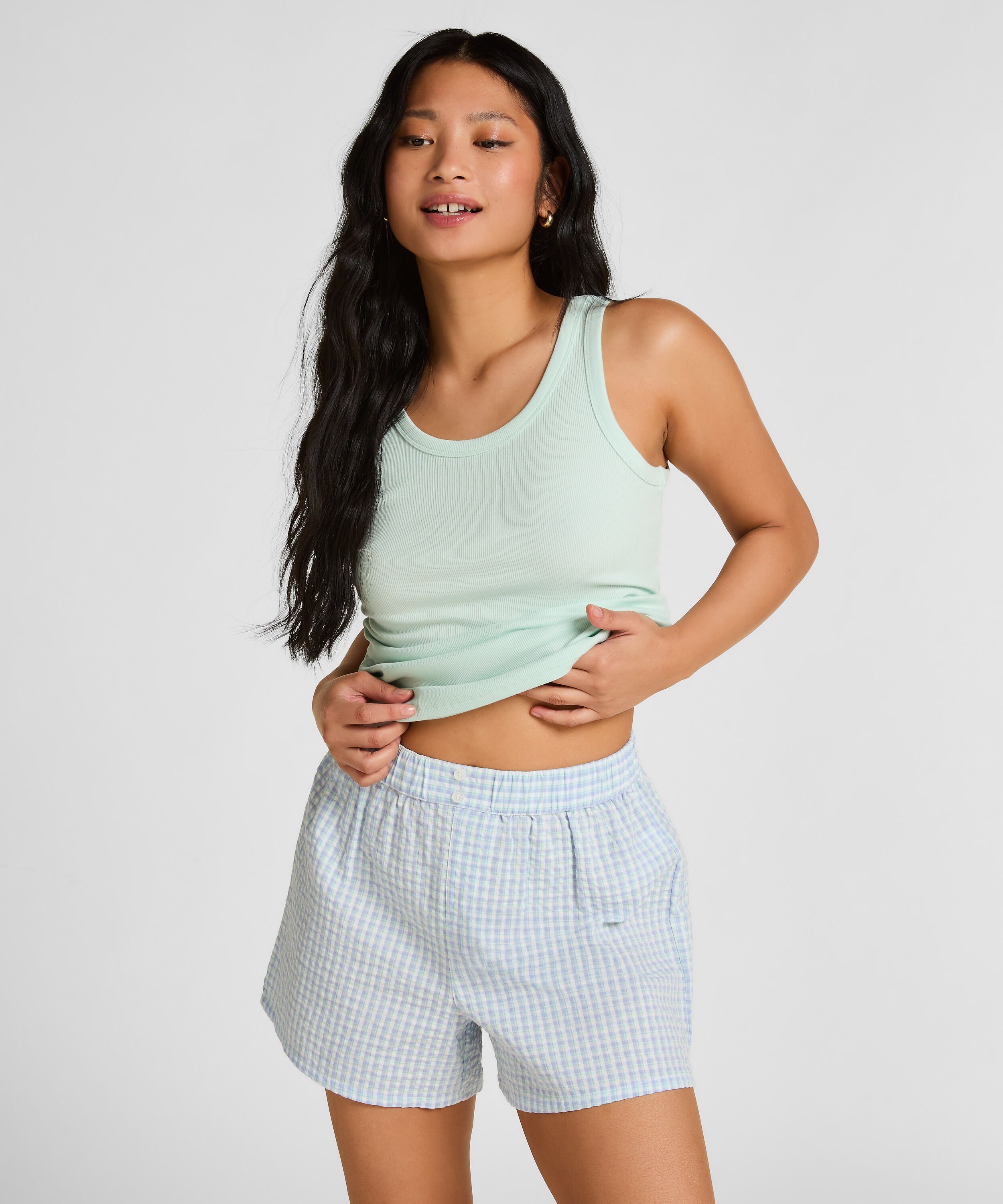 Pyjama Short Seersucker, Blue Pyjama Short Seersucker, Blue