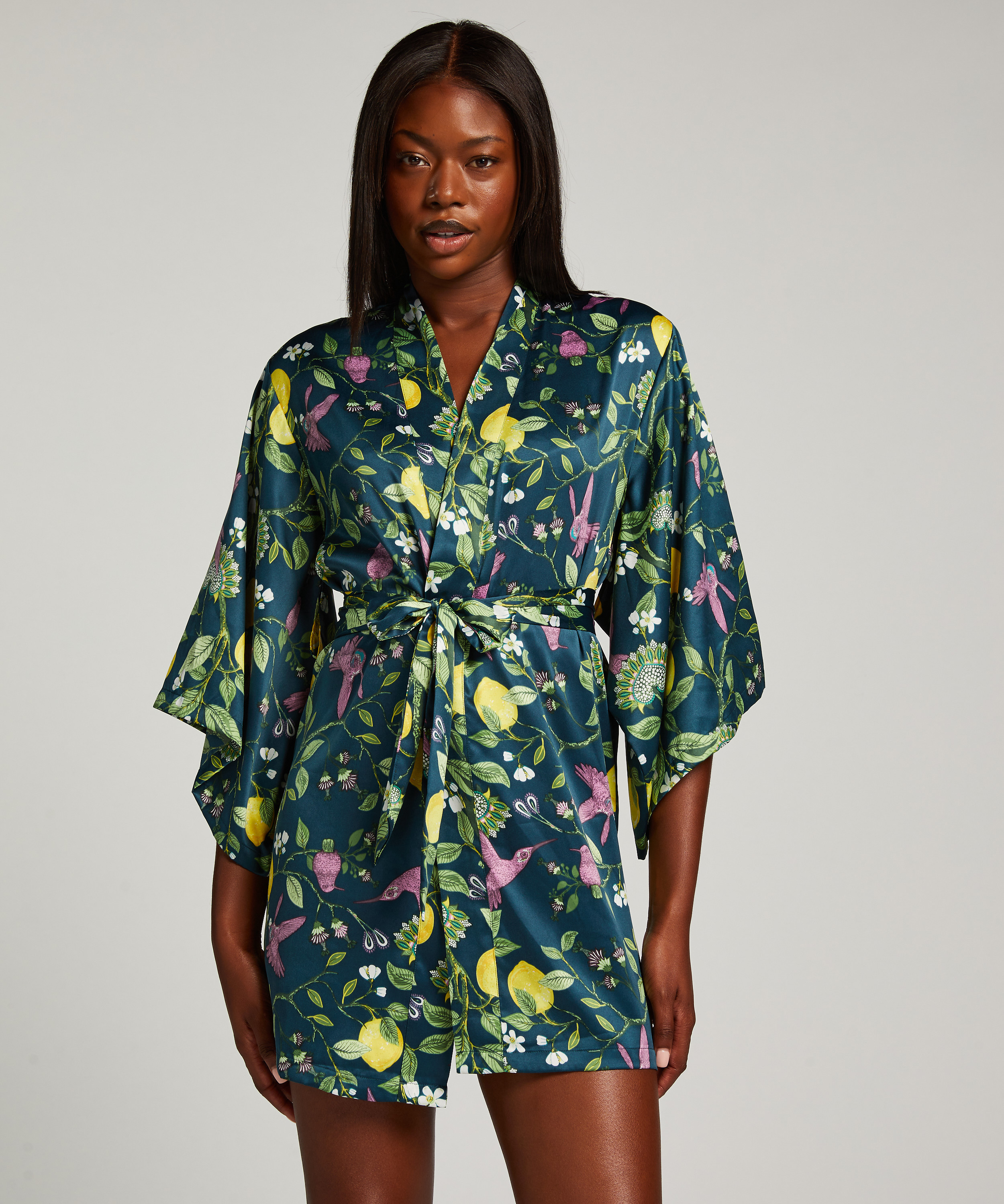 Satin Kimono, Blue, main