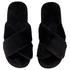 Crossed Fake Fur Slippers, Black