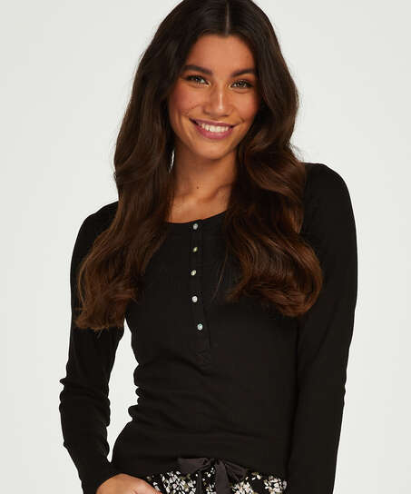 Long-Sleeved Pyjama Top , Black
