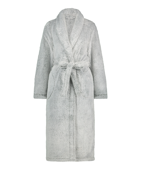 Fleece Bathrobe, Grey