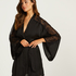 Satin Lace Kimono, Black