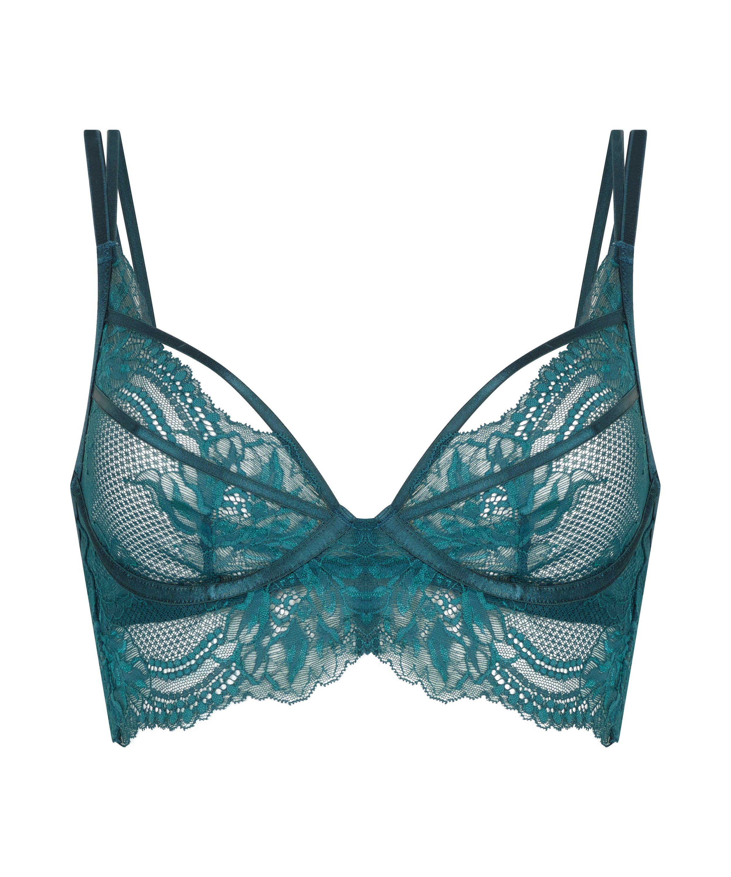 Raquel Non-Padded Underwired Longline Bra, Blue, main