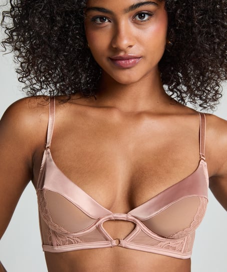 Nisha Non-Padded Underwired Longline Bra, Beige