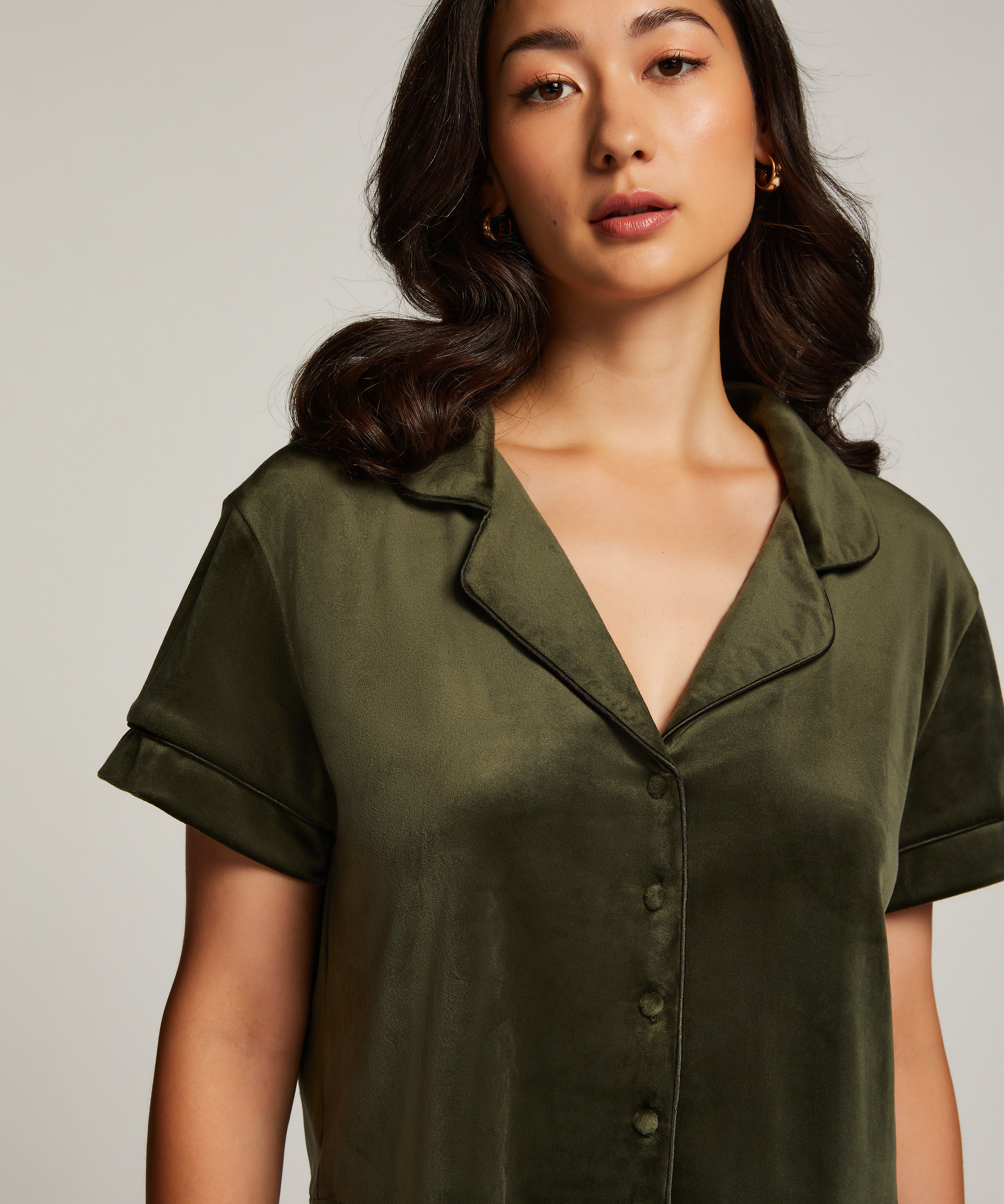 Short Sleeve Velour Jacket, Green, main