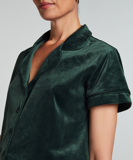 Short Sleeve Velour Jacket, Green