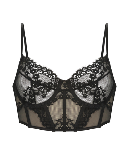 Emily Non-Padded Underwired Longline Bra, Black