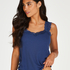 Ribbed Lace Singlet, Blue