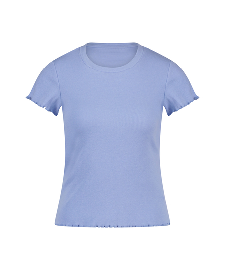 Rib shirt with short sleeves, Blue
