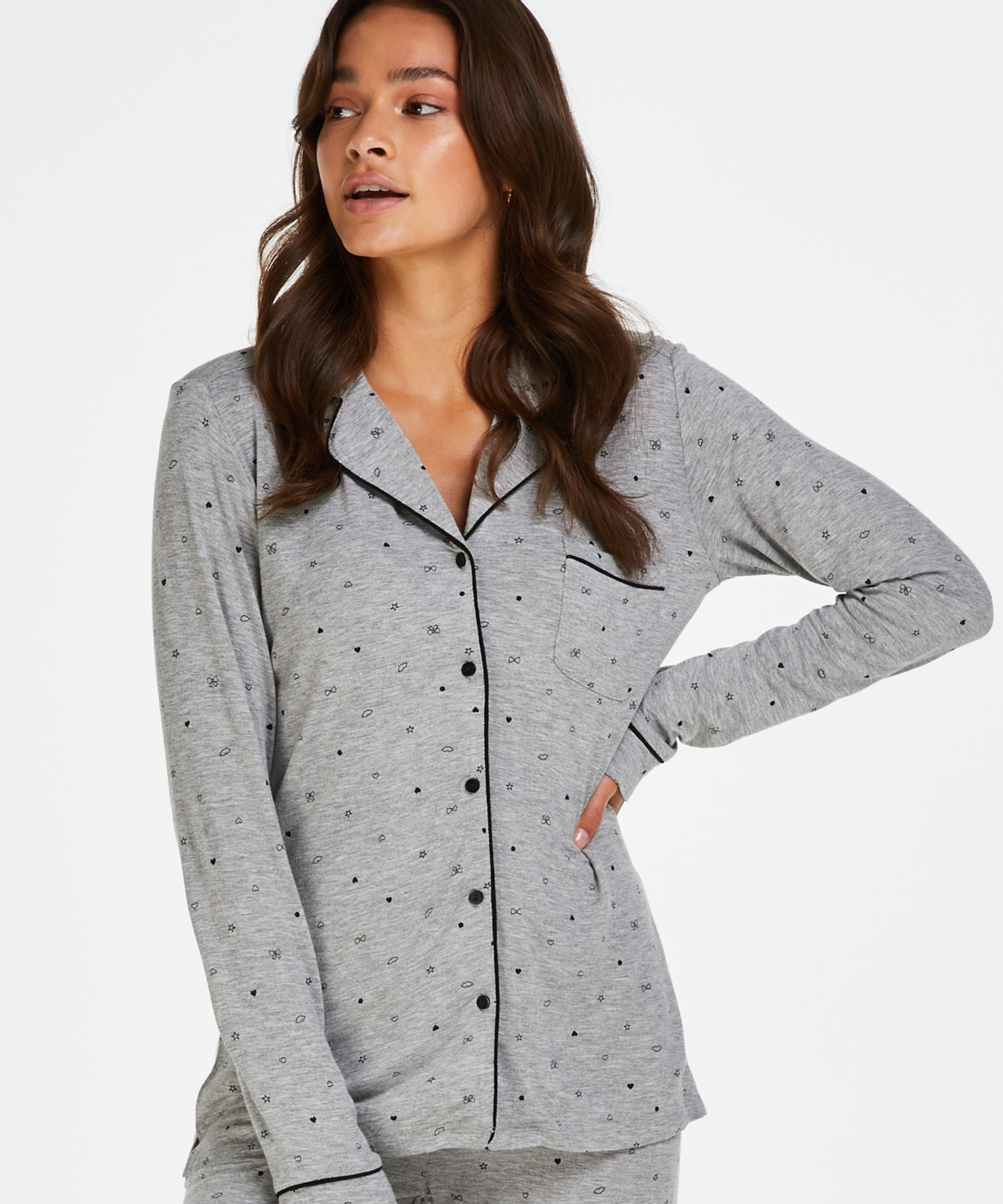 Long Pajama Set, Grey, main