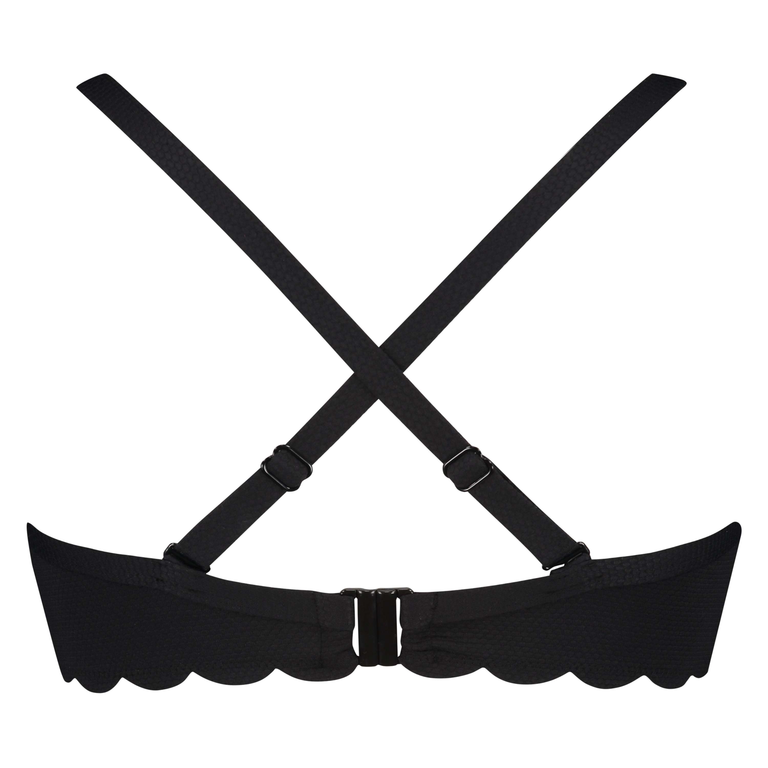 Scallop padded underwired bikini top Cup E +, Black, main