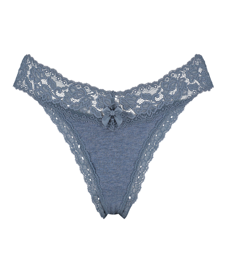 Cotton extra low thong, Blue