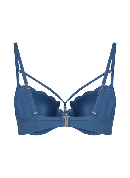 Scallop Padded Underwired Bikini Top, Blue