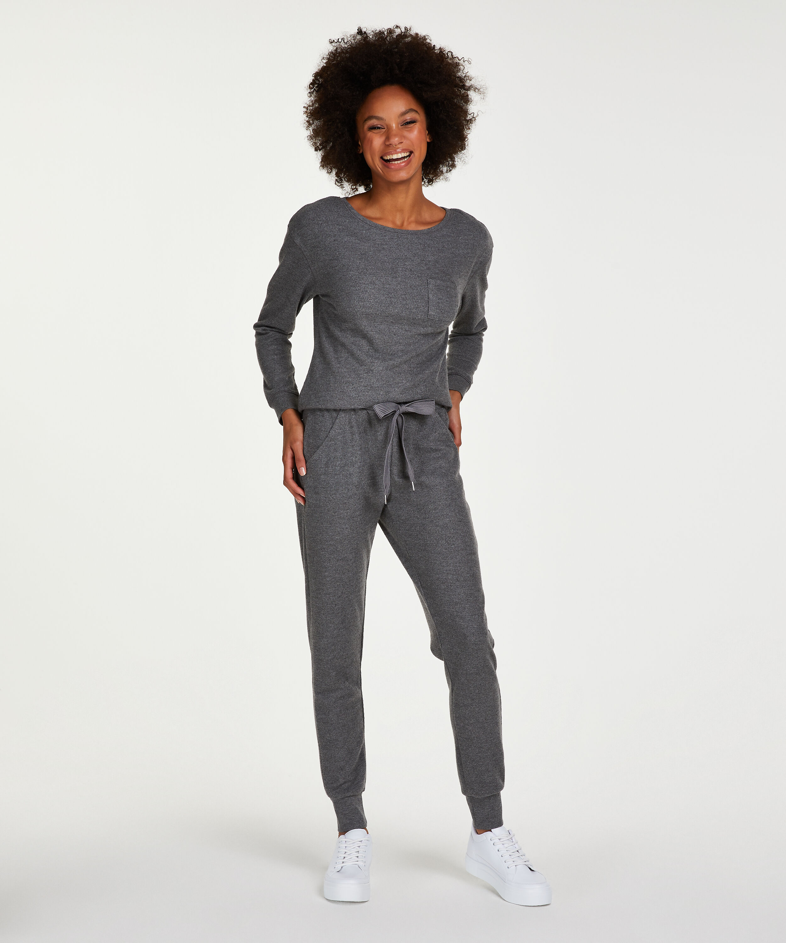Waffle pyjama set, Grey