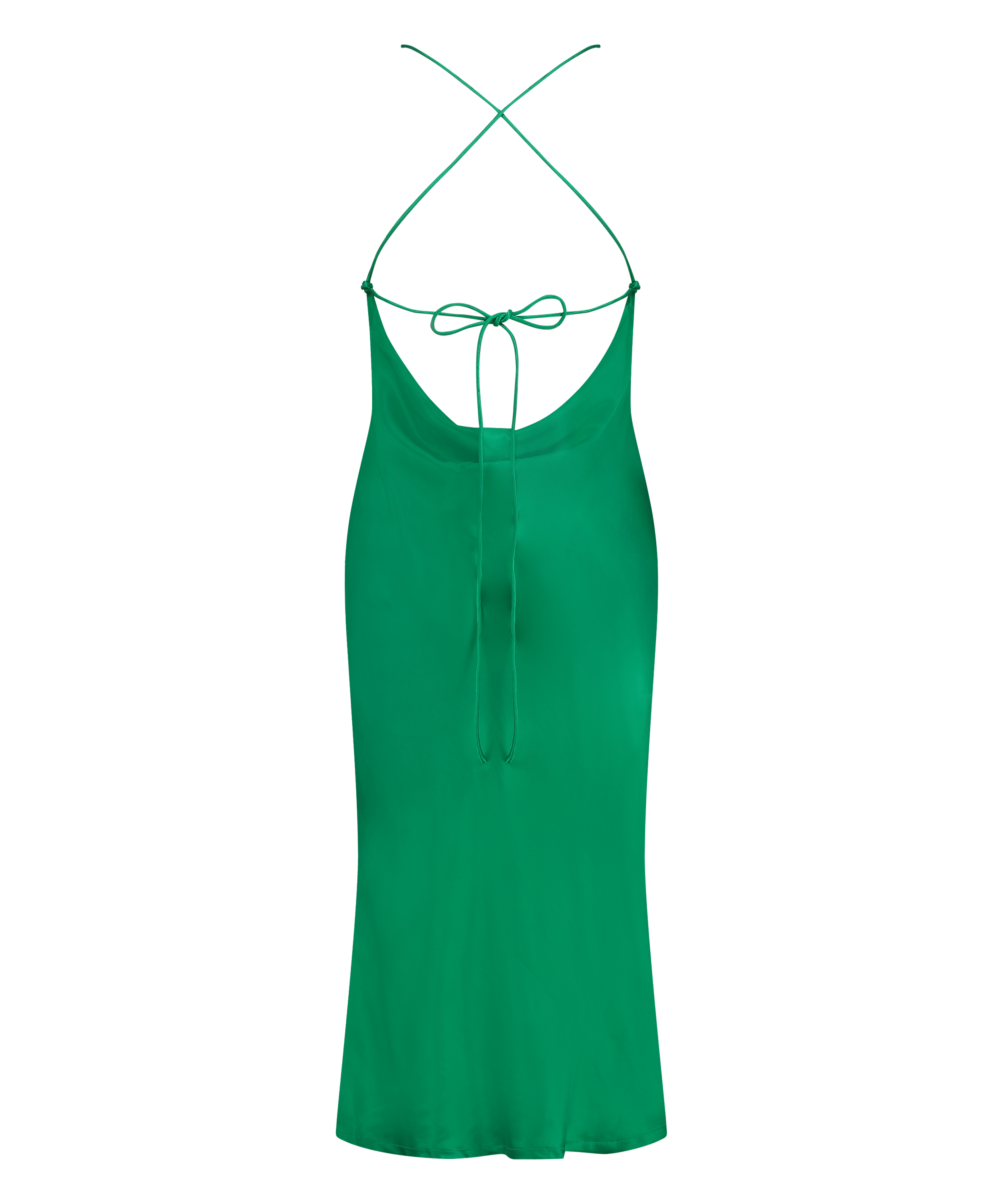 Satin Midi Dress, Green, main
