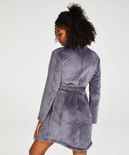 Zip Fleece Bathrobe, Grey