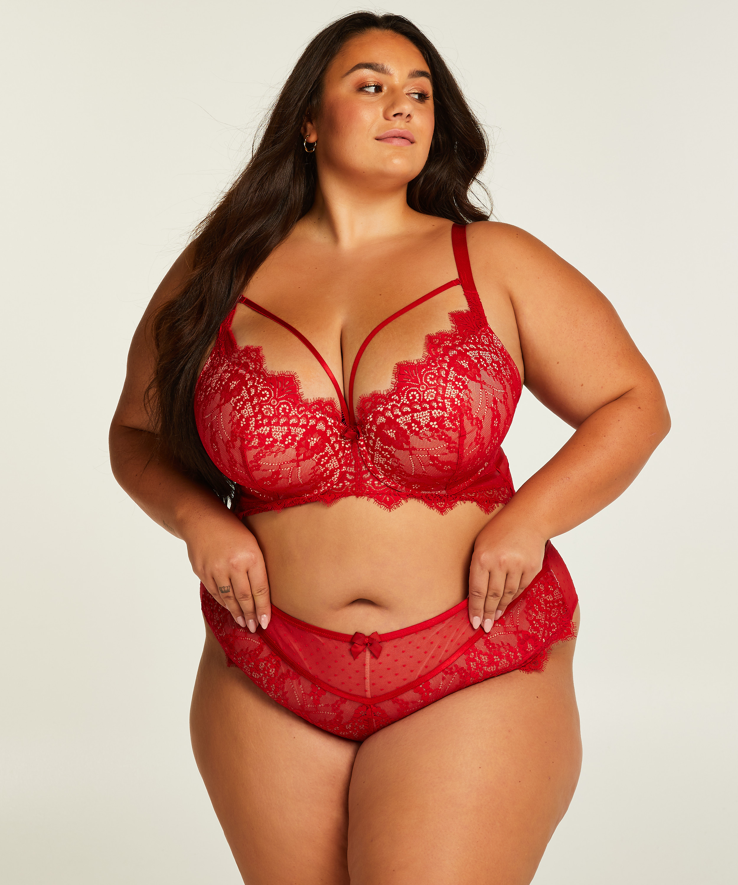 Marilee Padded Underwired Longline Bra, Red, main