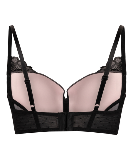 Juliette Padded Longline Underwired Bra, Black