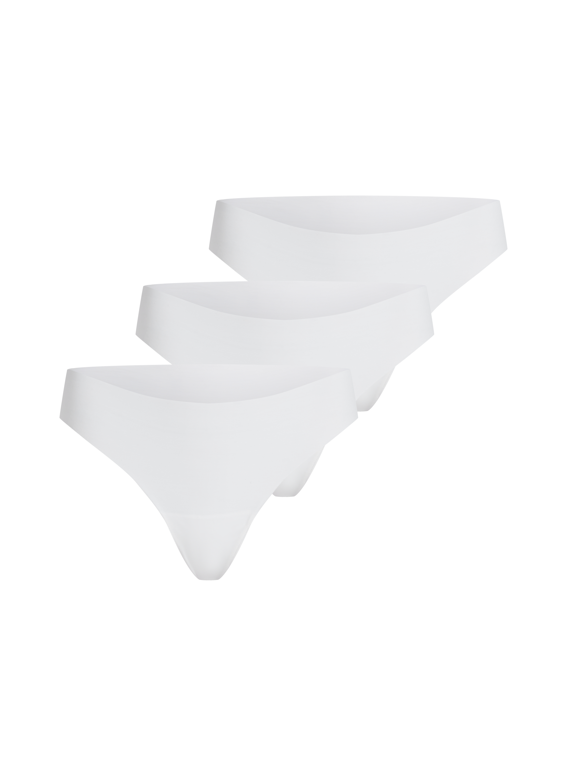 3 Pack Lace Black Invisible Thong, White, main