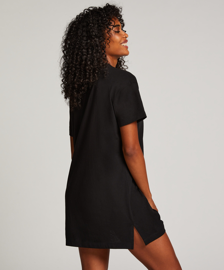 Round Neck Nightshirt, Black