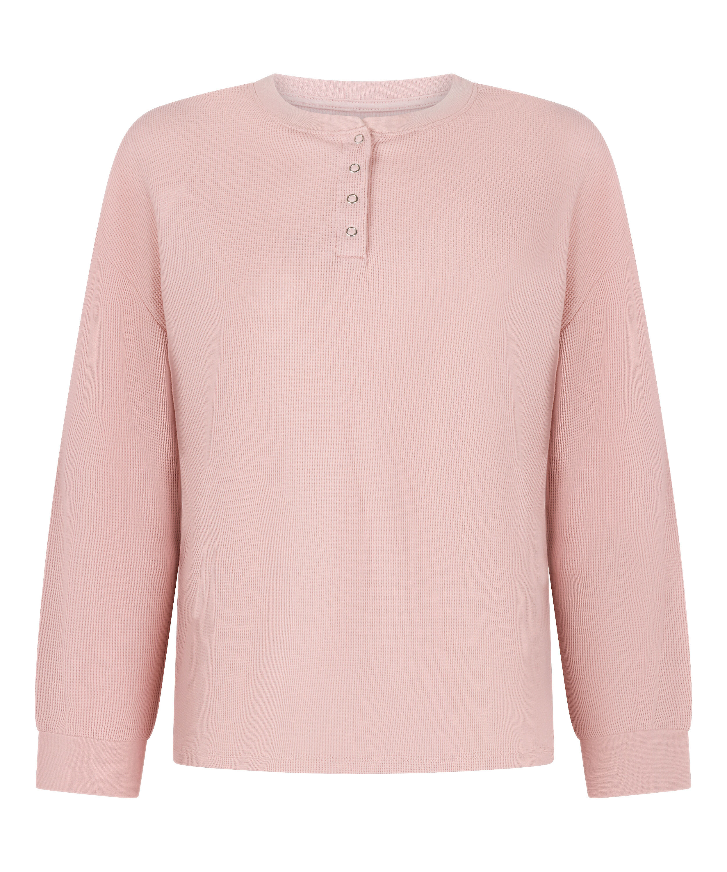 Top Waffle Henley, Pink