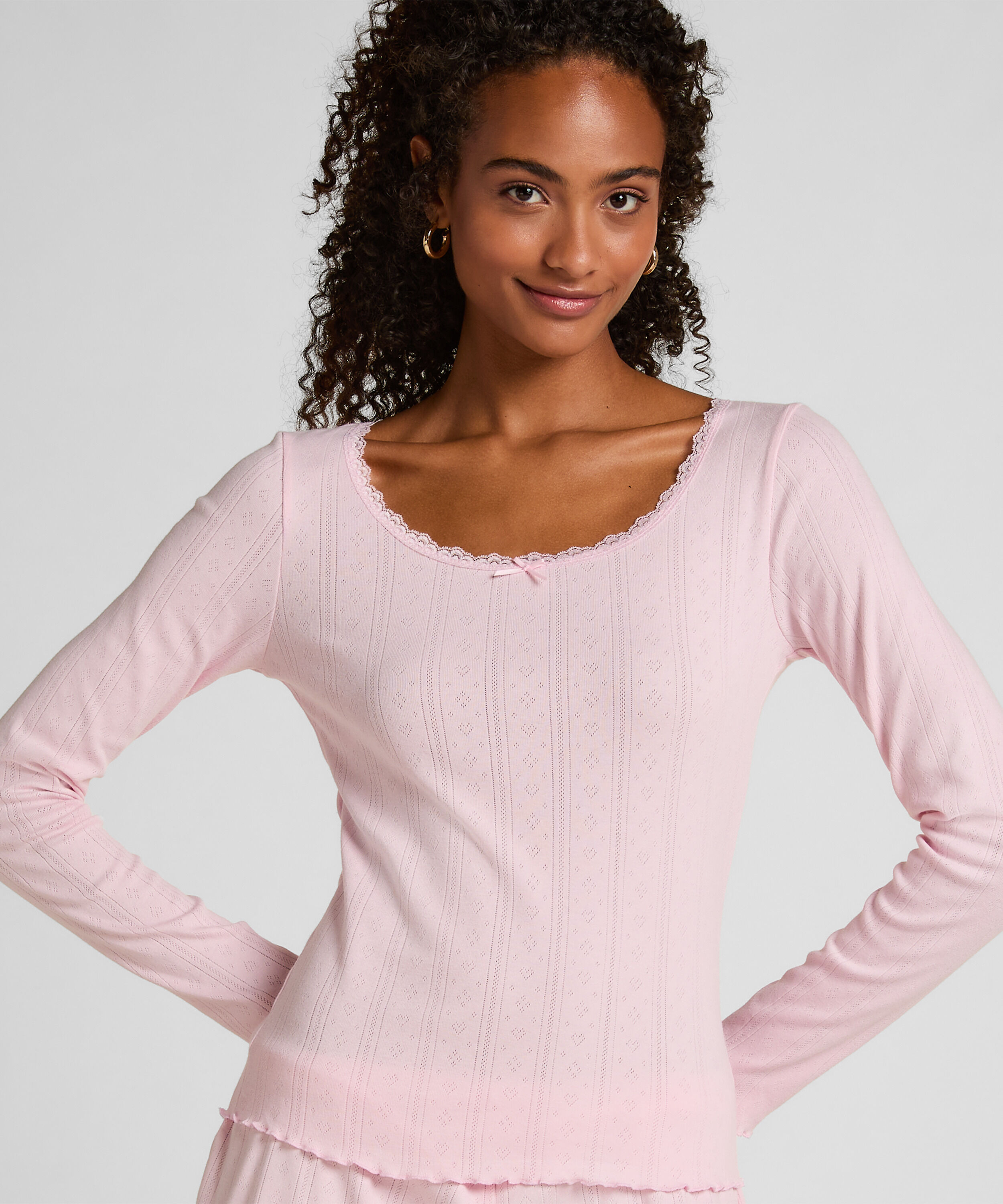 Pyjama top Pointelle, Pink Pyjama top Pointelle, Pink