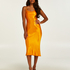 Satin Midi Dress, Orange