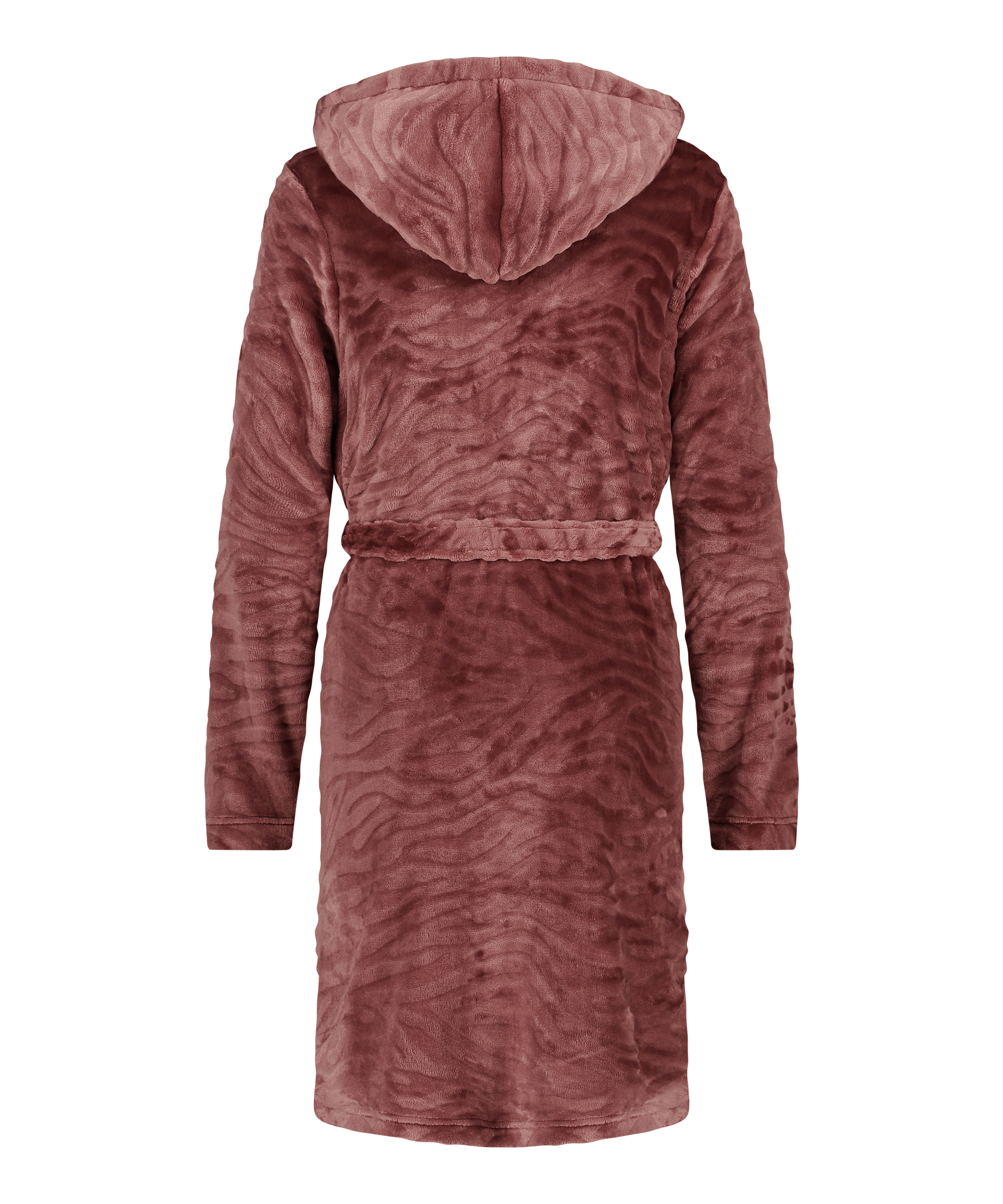 Short Fleece Ribbed Bathrobe, Purple, main