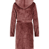 Short Fleece Ribbed Bathrobe, Purple