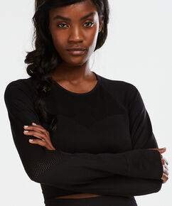 HKMX roundknit sport croptop, Black