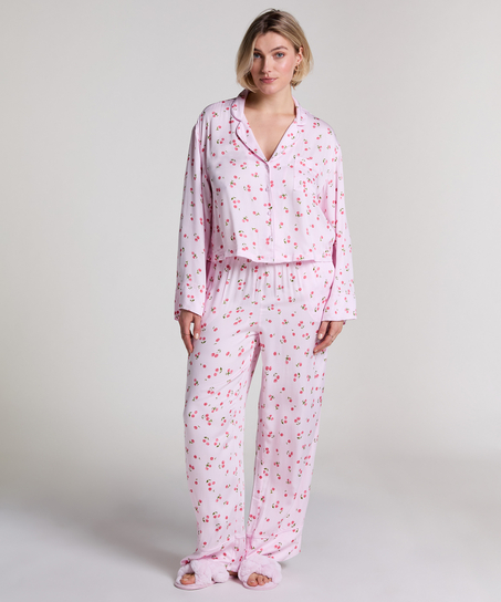 Satin Long-Sleeved Jacket, Pink