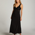 Nora Lace Long Slip Dress, Black