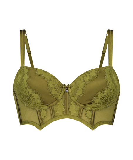 Amelie Padded Underwired Longline Bra, Green