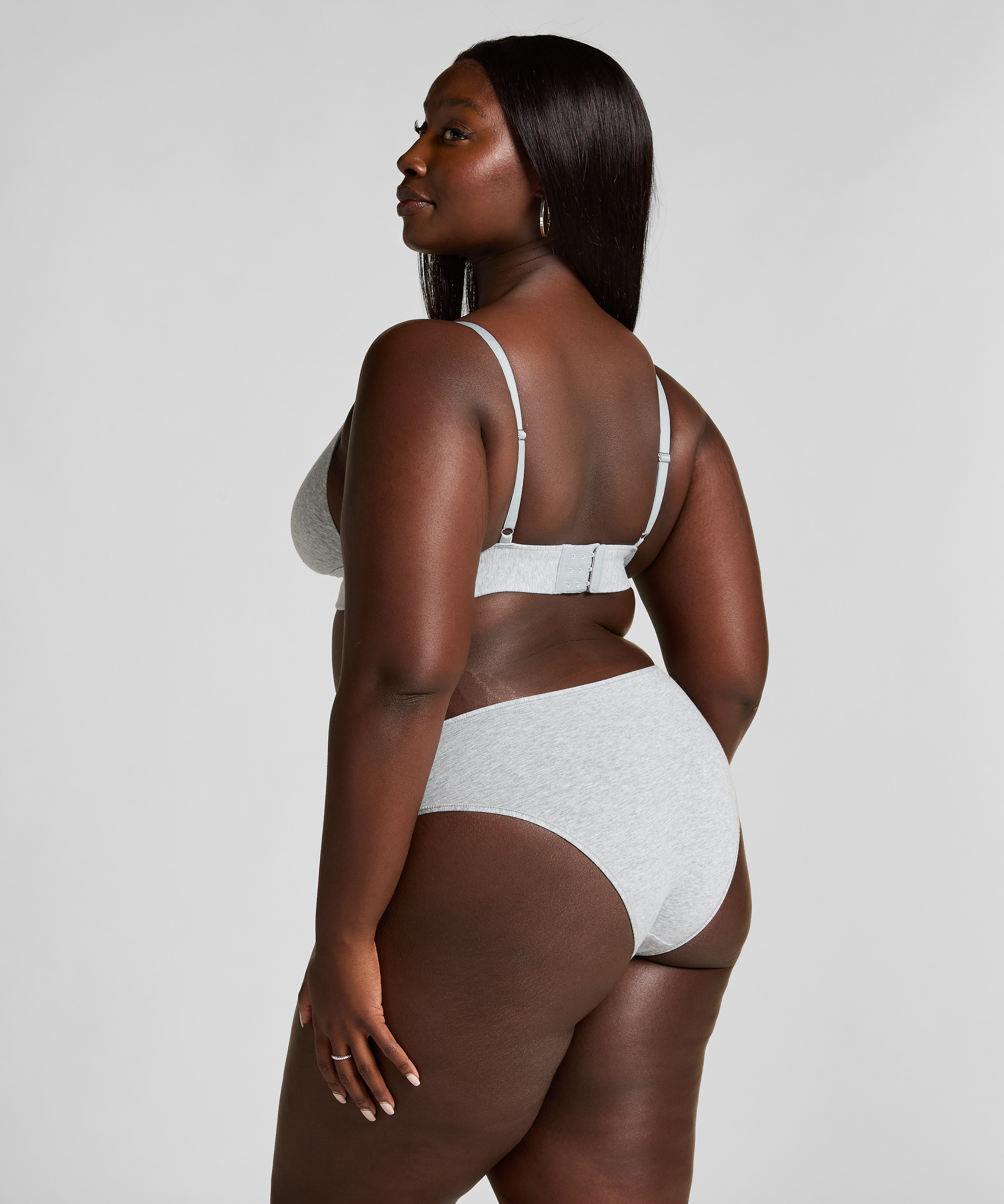 Cotton High Leg Brazilian, Grey, main