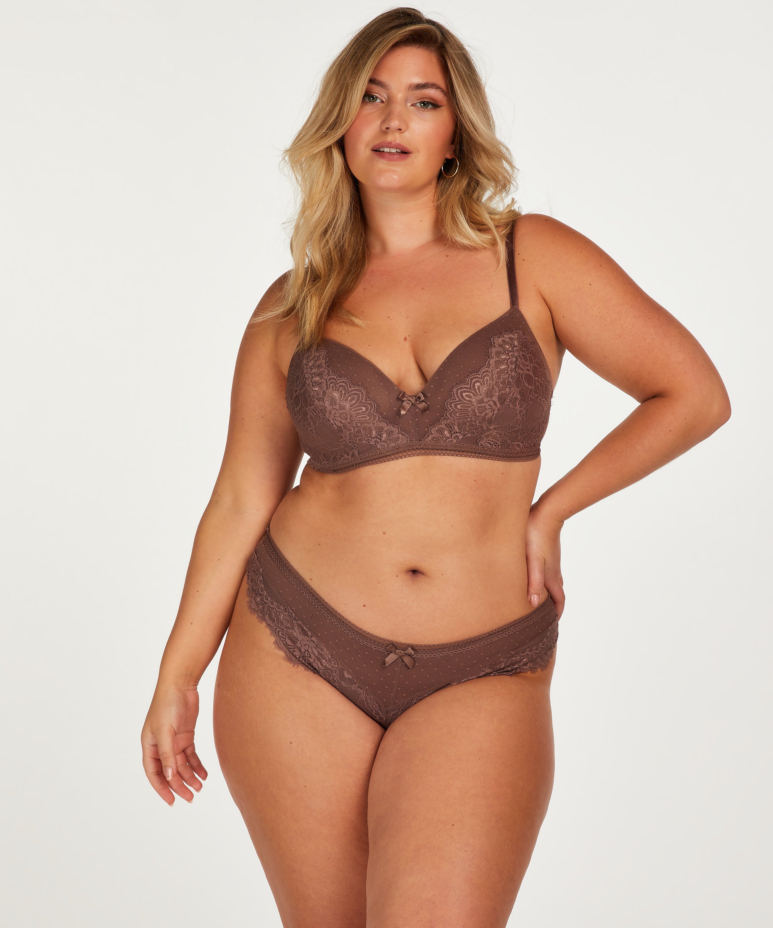 Bessie Padded Non-Wired Bra, Brown, main