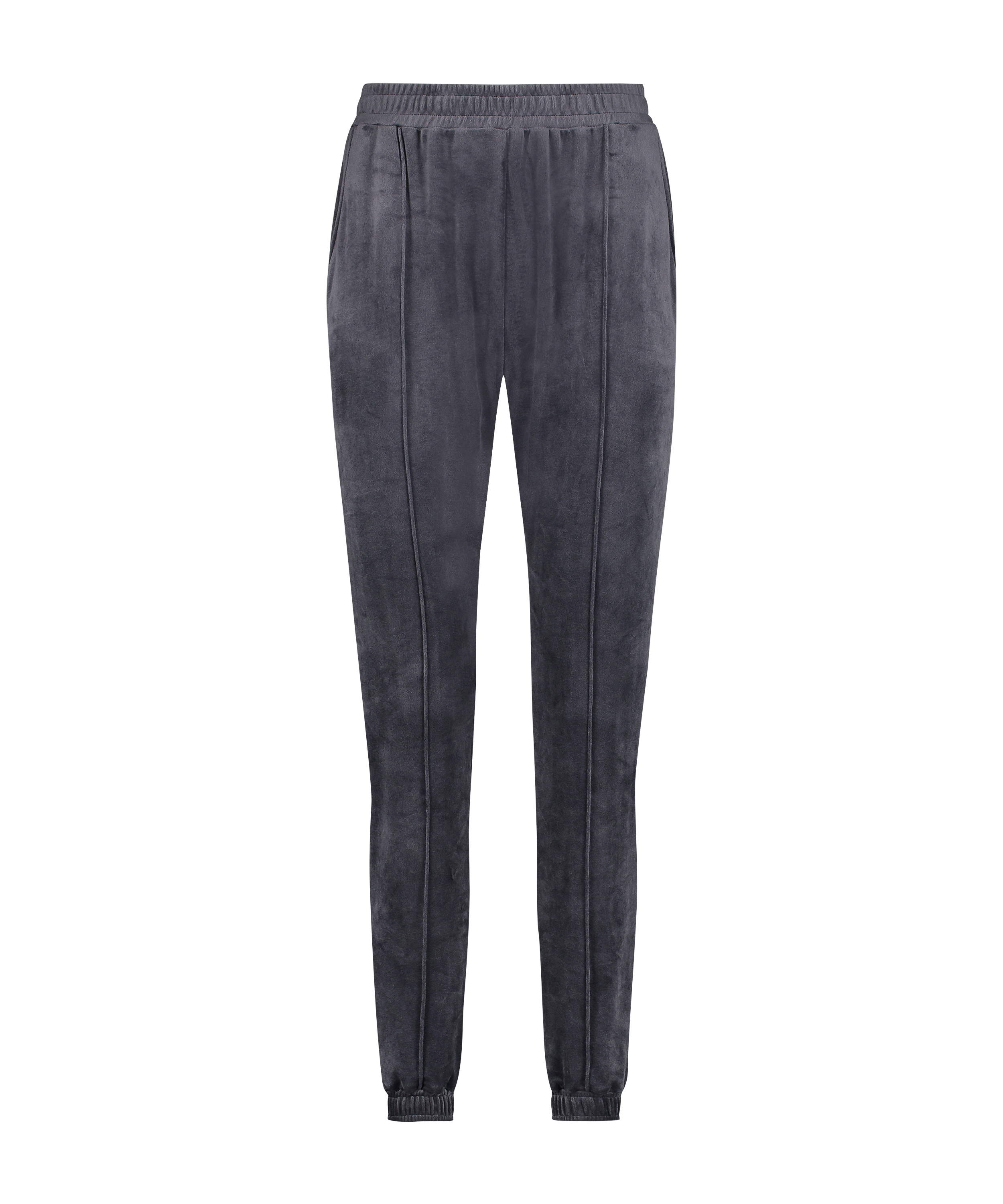 Velour Jogging Pants Pin-tucked, Grey, main