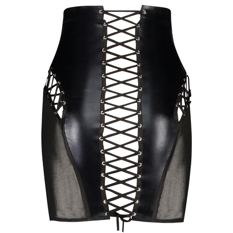 Private Lace-up Mesh Skirt, Black