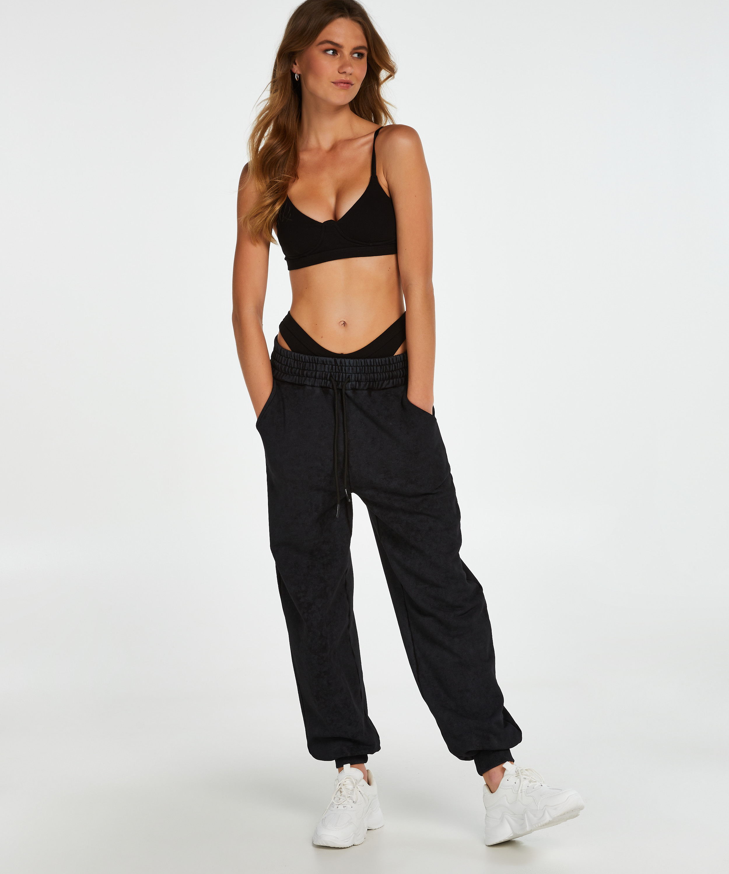 Rib Baddie Bralette, Black, main