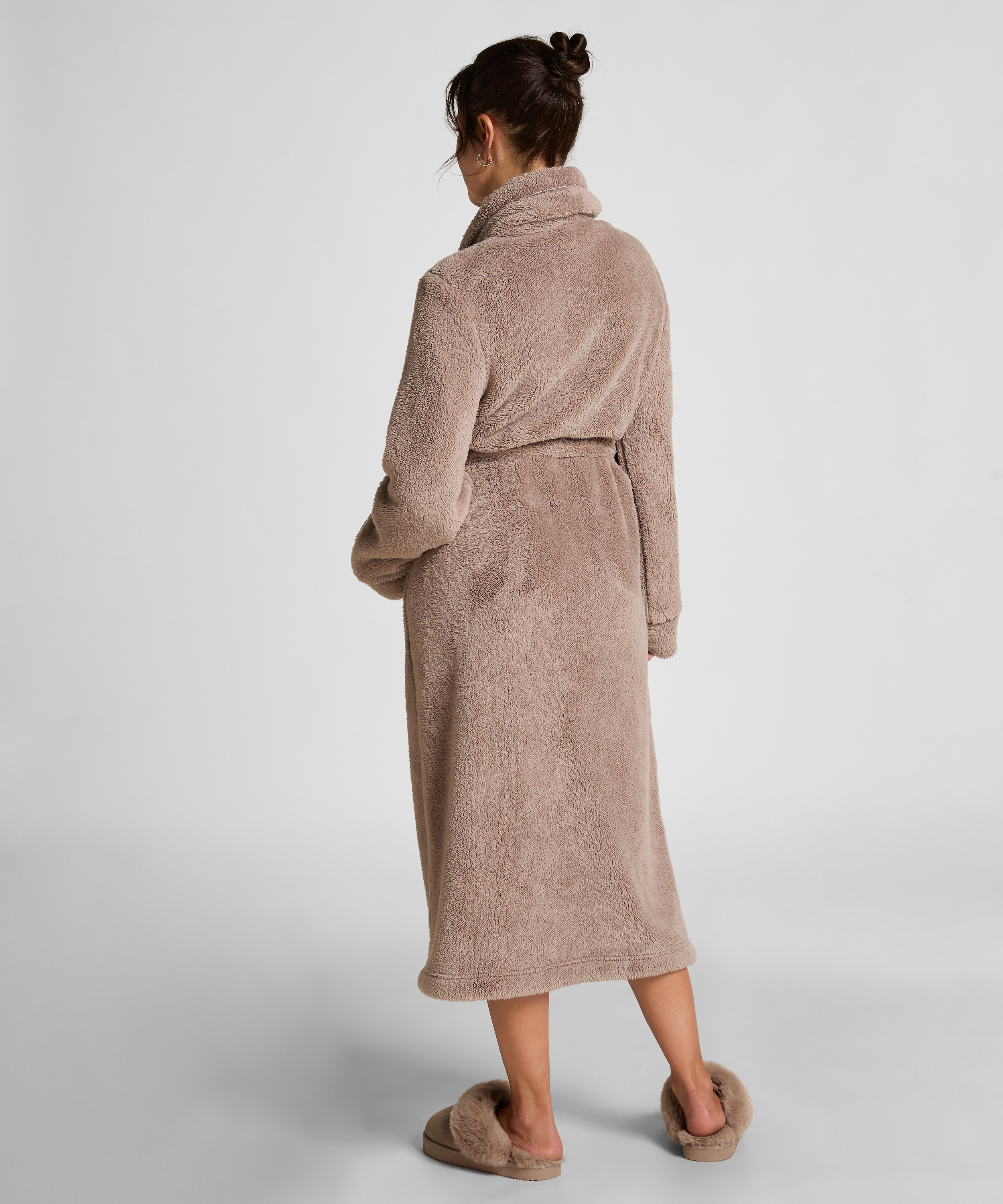 Fleece Bathrobe, Beige, main