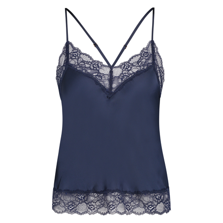 Satin Lace cami top, Blue