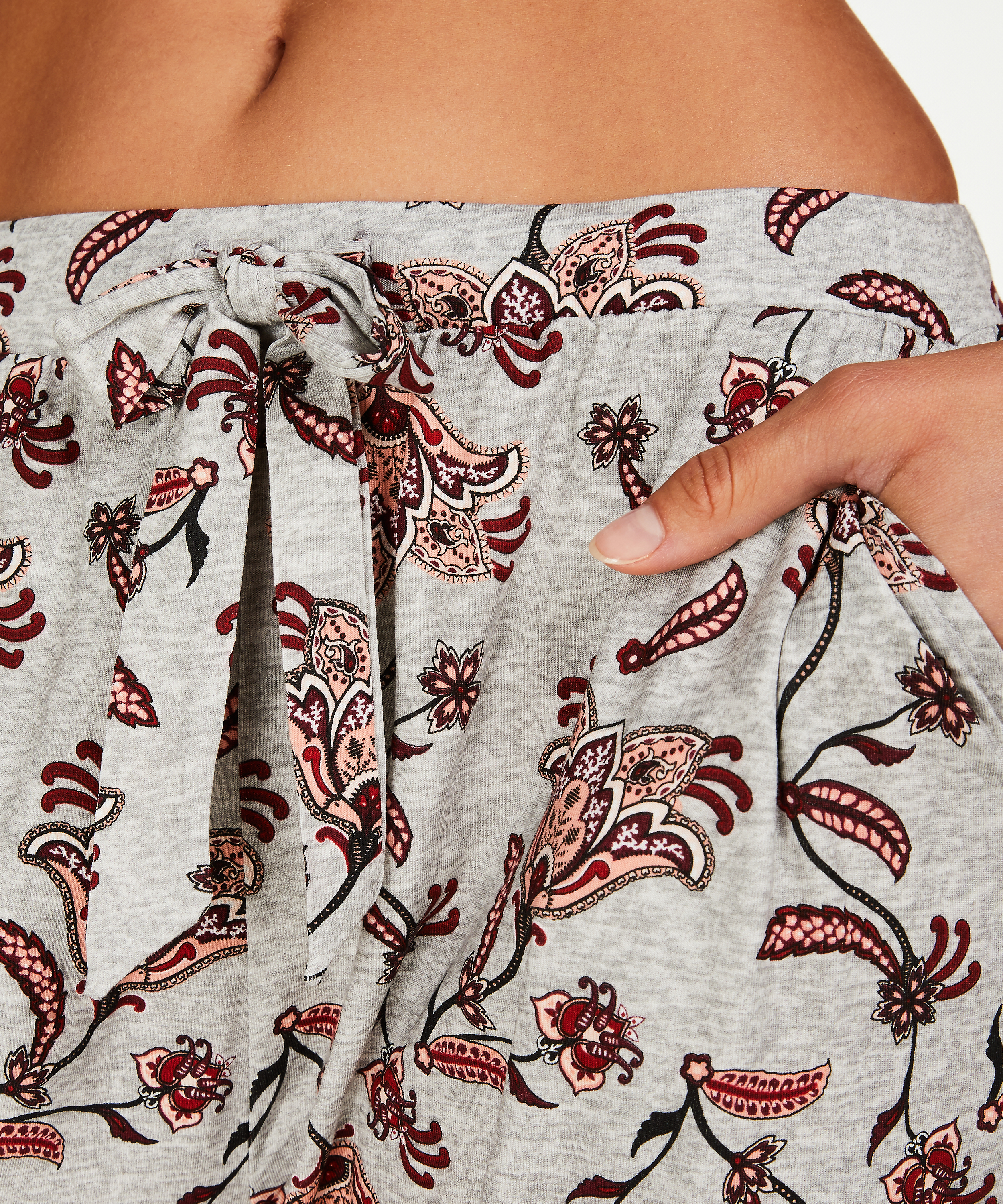 Loose-fitting Pajama Pants, Grey, main