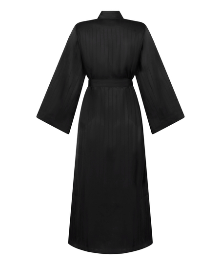 Satin Pinstripe Kimono, Black