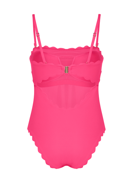 Bandeau Scallop Swimsuit, Pink